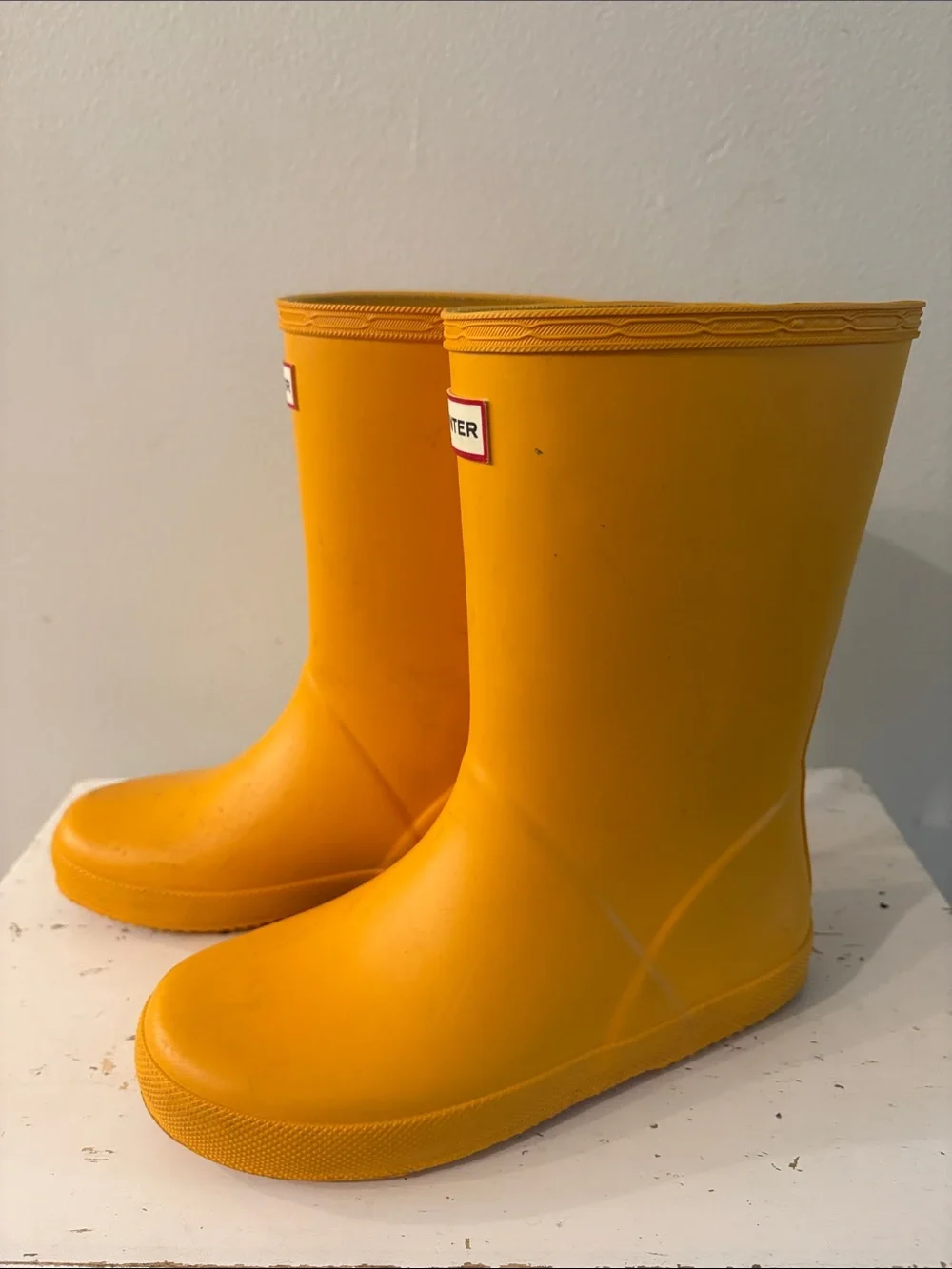 Kids size UK 12 Hunter Bright Yellow Waterproof Rain Boots